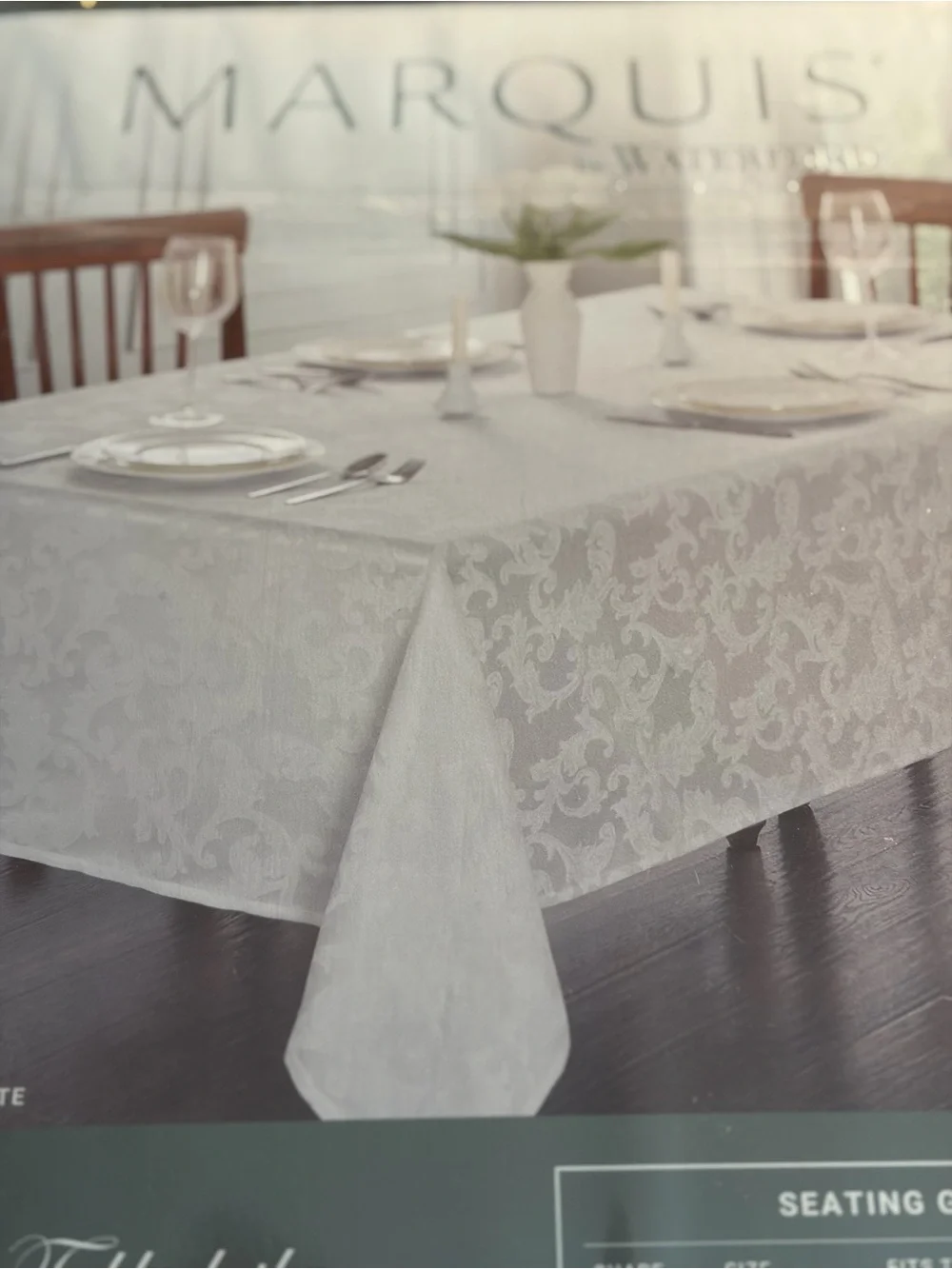 Marquis by Waterford White Revelle Damask  Tablecloth NWT